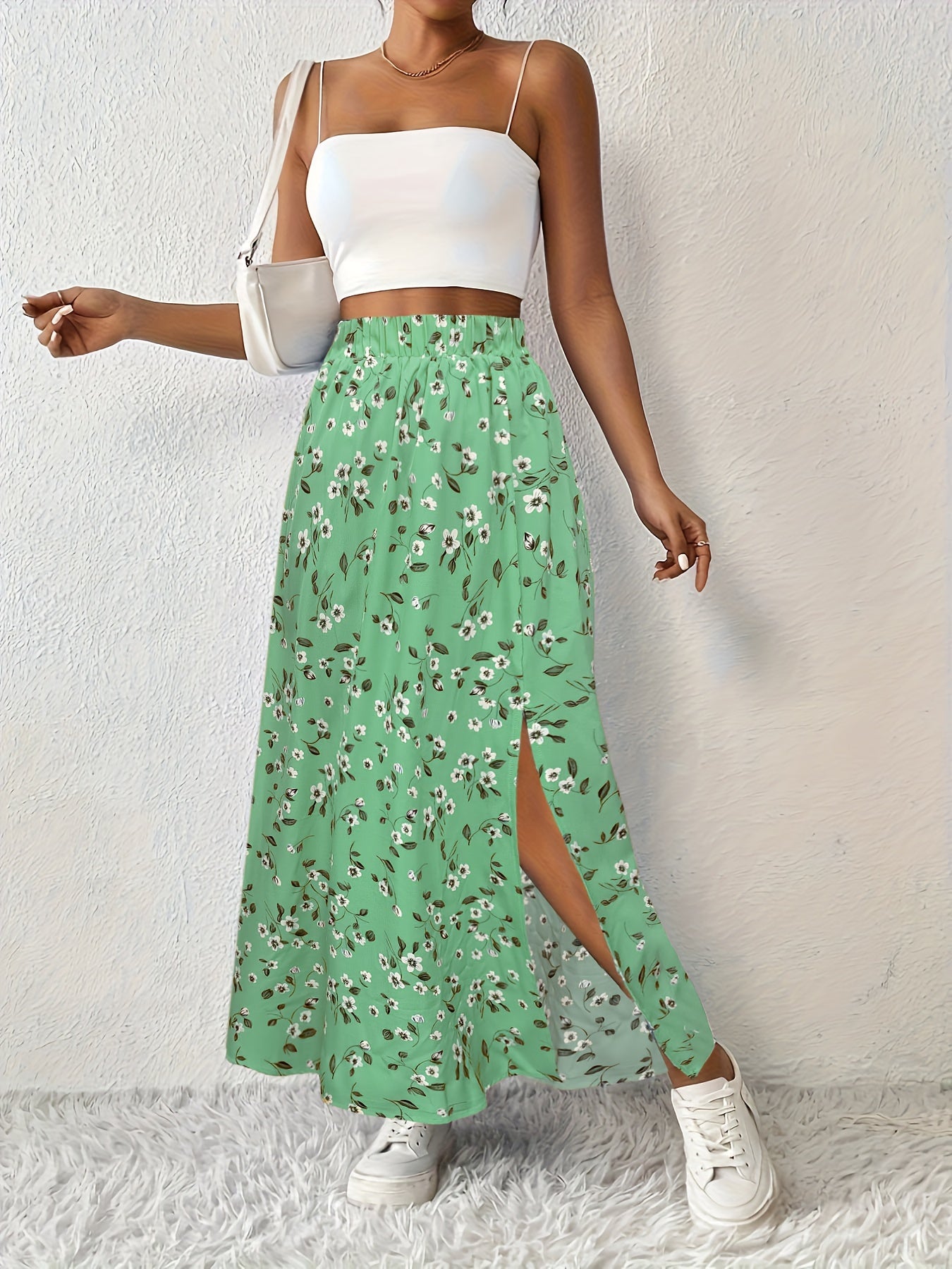 Silvana | Luftiger Maxi-Rock mit Blumenmuster und elegantem Seitenschlitz