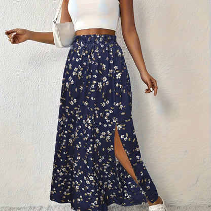 Silvana | Luftiger Maxi-Rock mit Blumenmuster und elegantem Seitenschlitz
