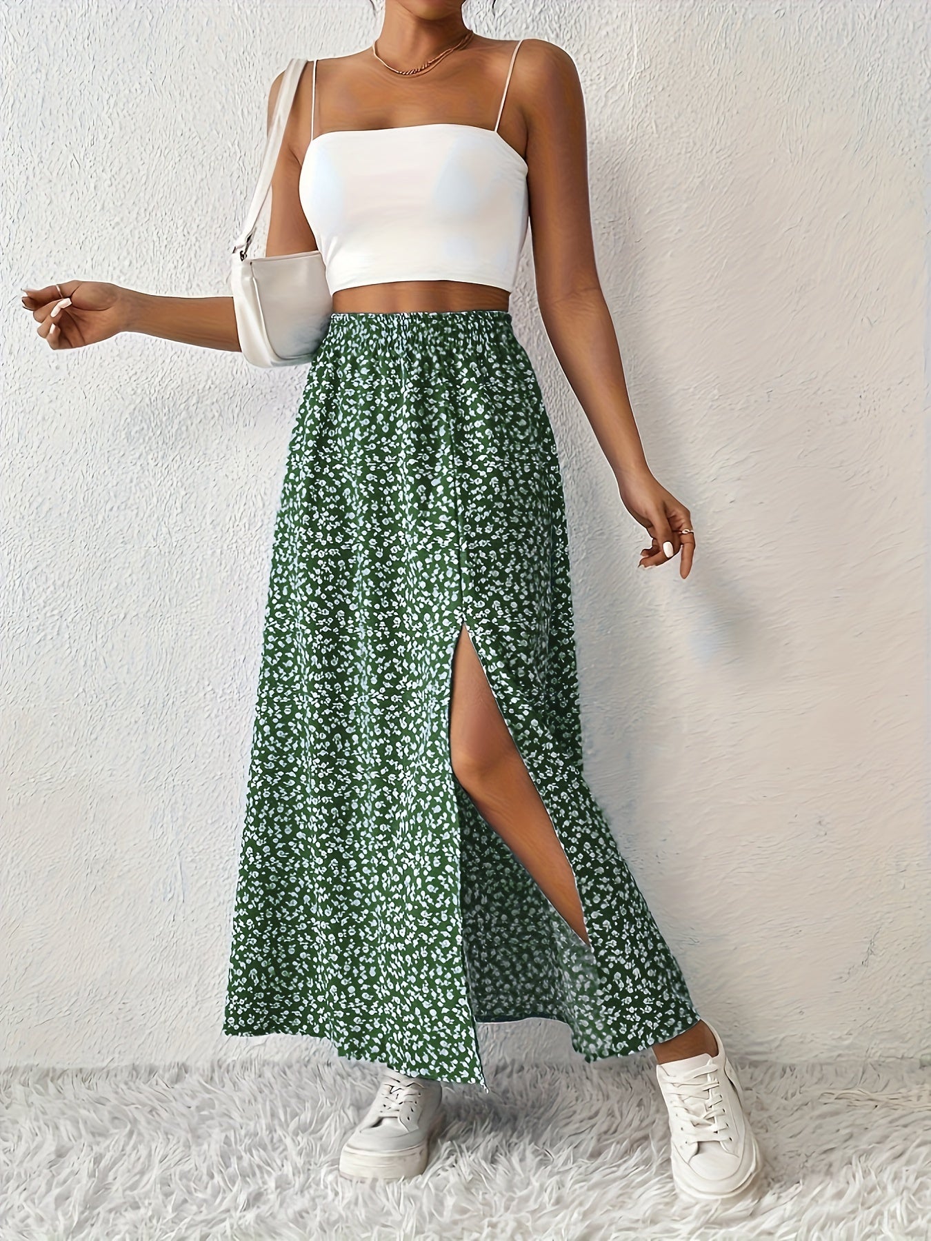 Silvana | Luftiger Maxi-Rock mit Blumenmuster und elegantem Seitenschlitz