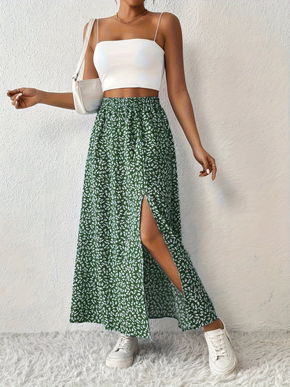 Silvana | Luftiger Maxi-Rock mit Blumenmuster und elegantem Seitenschlitz