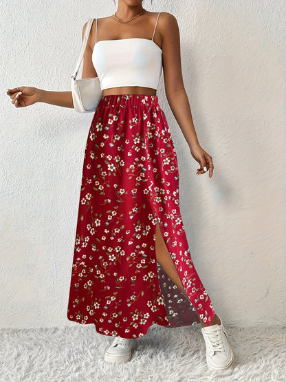 Silvana | Luftiger Maxi-Rock mit Blumenmuster und elegantem Seitenschlitz