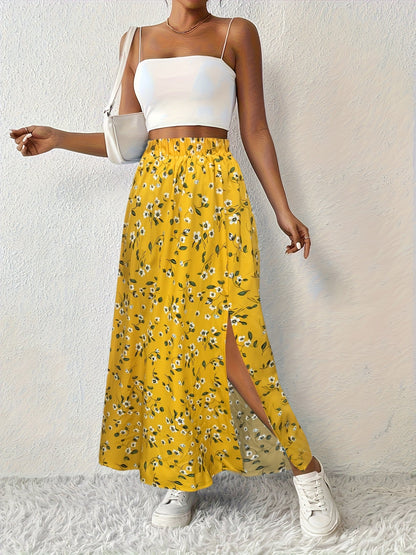 Silvana | Luftiger Maxi-Rock mit Blumenmuster und elegantem Seitenschlitz