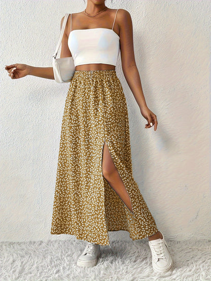 Silvana | Luftiger Maxi-Rock mit Blumenmuster und elegantem Seitenschlitz