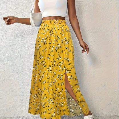Silvana | Luftiger Maxi-Rock mit Blumenmuster und elegantem Seitenschlitz