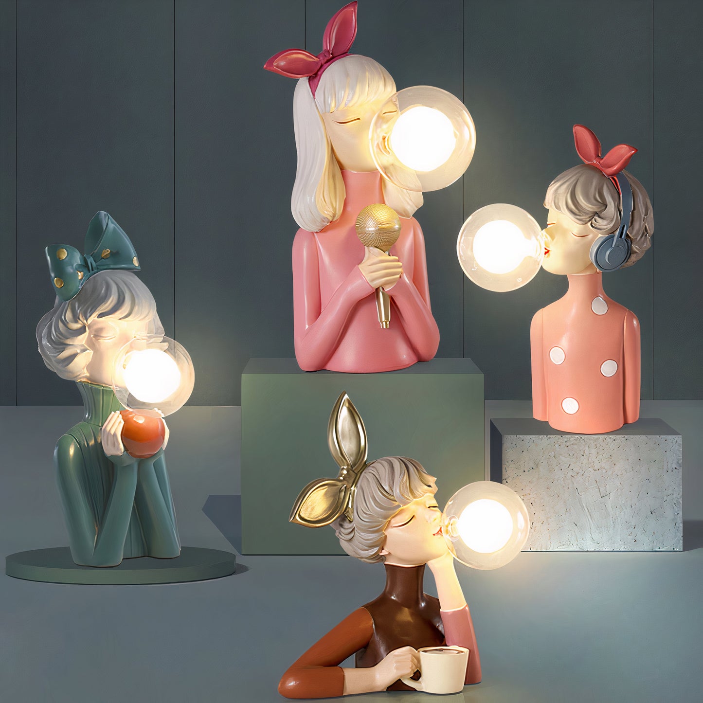 Leuchtende Schwestern | Künstlerische Tischlampe mit warmer Lichtatmosphäre