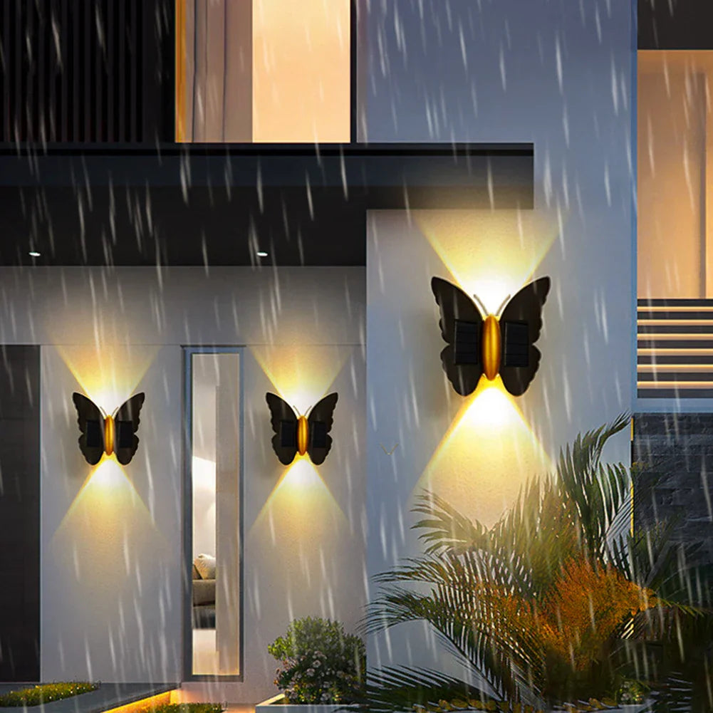Fiorina | Dekorative Solar-Wandleuchte mit Schmetterlingsdesign & Bewegungsmelder