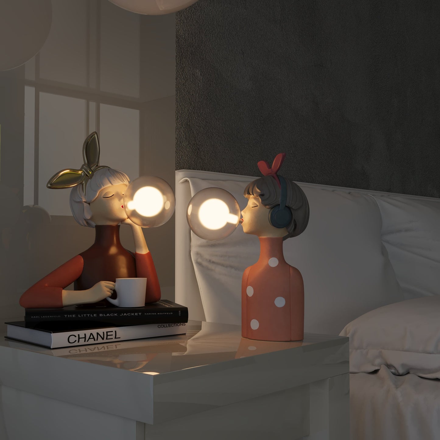 Leuchtende Schwestern | Künstlerische Tischlampe mit warmer Lichtatmosphäre