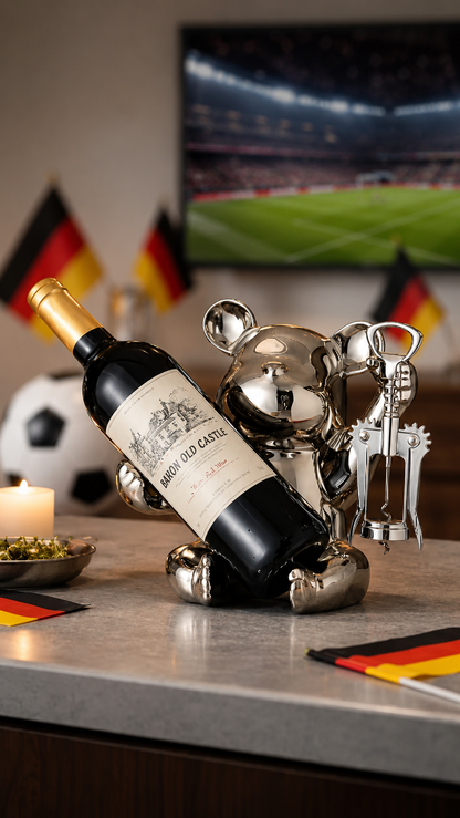 Zazu | Künstlerischer Weinhalter mit verspieltem Bärendesign und luxuriöser Ausstrahlung
