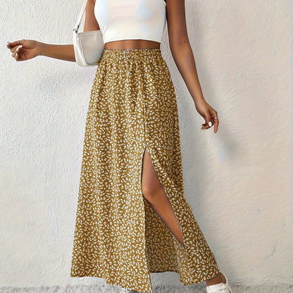 Silvana | Luftiger Maxi-Rock mit Blumenmuster und elegantem Seitenschlitz