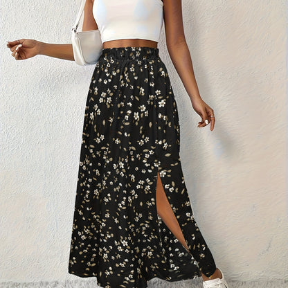 Silvana | Luftiger Maxi-Rock mit Blumenmuster und elegantem Seitenschlitz
