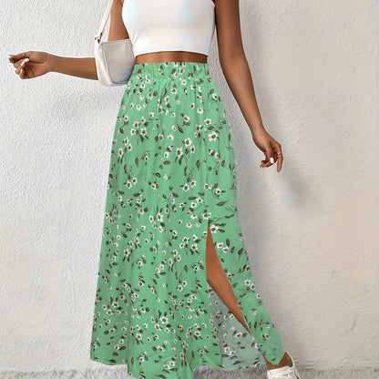 Silvana | Luftiger Maxi-Rock mit Blumenmuster und elegantem Seitenschlitz