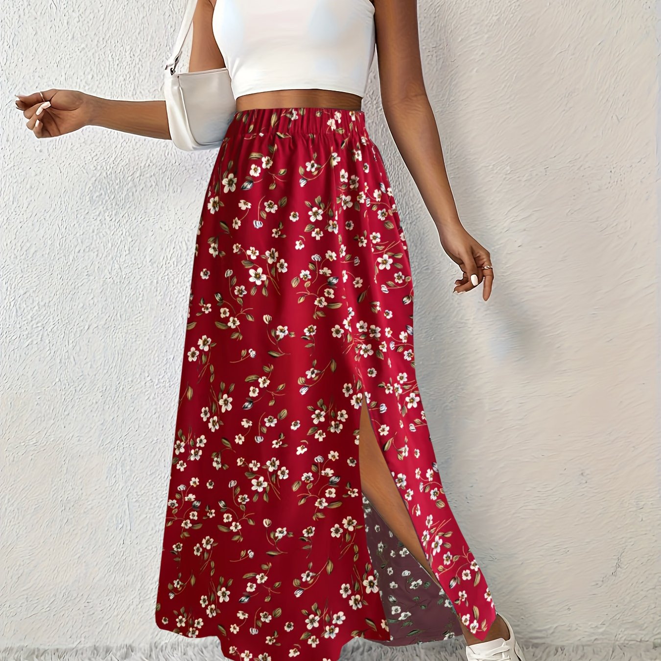 Silvana | Luftiger Maxi-Rock mit Blumenmuster und elegantem Seitenschlitz